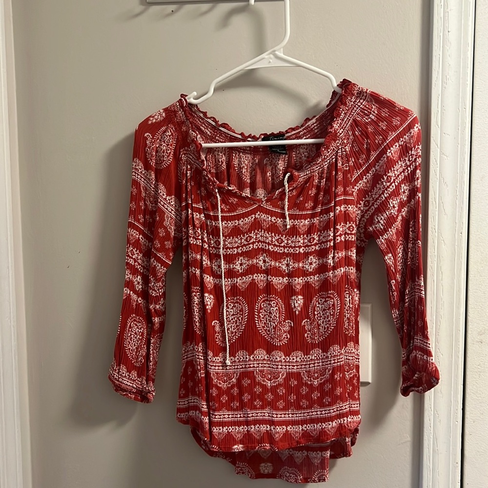 Red and white top
